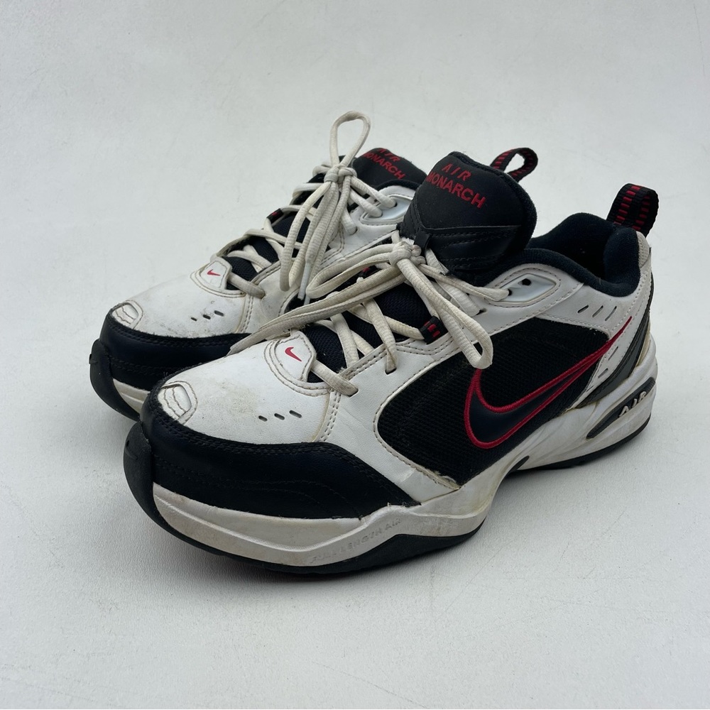 Nike Air Monarch IV Walking Shoes 416355-101 White/Black/Red Men’s